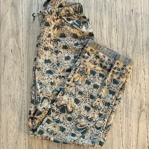 Peruvian Connection Blue and Cream Patterned Pants